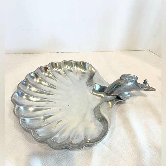 Pewtarex Serving Platter Scallop Shell and Fish Handle - Picture 10 of 13